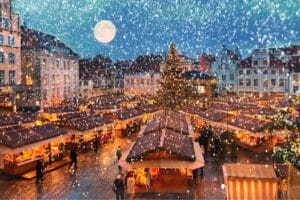 Tallinn Weihnachtsmarkt mit Schnee